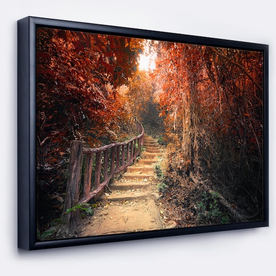 Designart - Stairway Through Red Fall Forest
